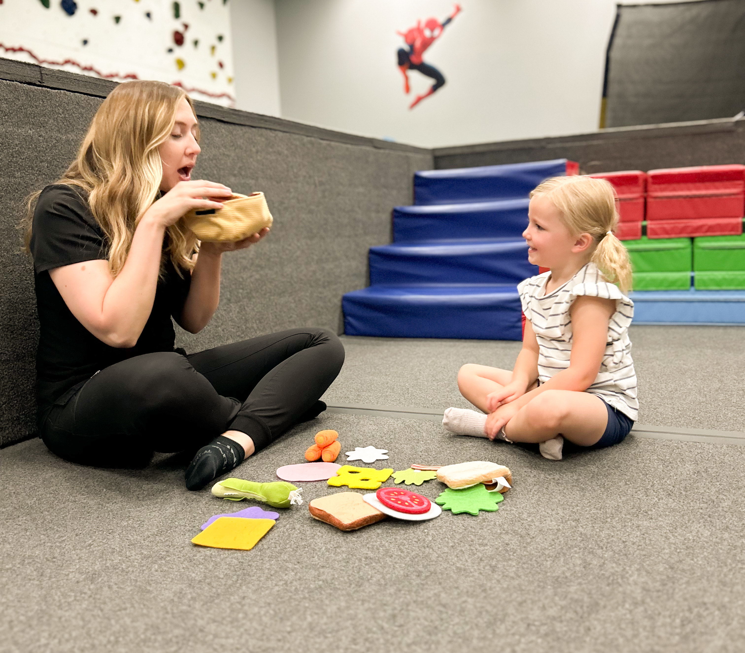 Therapist working with a child and family